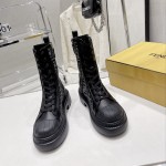 Fendi Domino Black leather biker boots