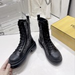 Fendi Domino Black leather biker boots