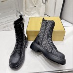 Fendi Domino Black leather biker boots