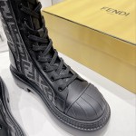 Fendi Domino Black leather biker boots