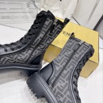 Fendi Domino Black leather biker boots