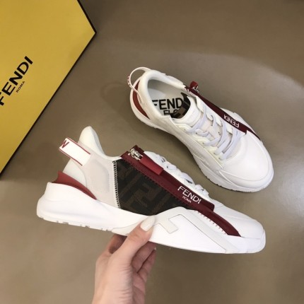 Fendi Flow Nylon Low Tops Sneaker White / Red