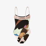 Fendi Multicolor Lycra One-Piece Swimsuit brown