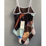 Fendi Multicolor Lycra One-Piece Swimsuit brown