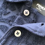 Fendi FF Logo Blue Cotton Polo Shirt