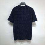 Fendi FF Logo Blue Cotton T shirt