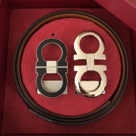 Ferragamo Gancini switch belt box Black