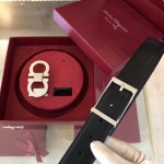 Ferragamo Gancini switch belt box Black Leather