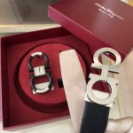 Ferragamo Gancini switch belt box Black with Suede