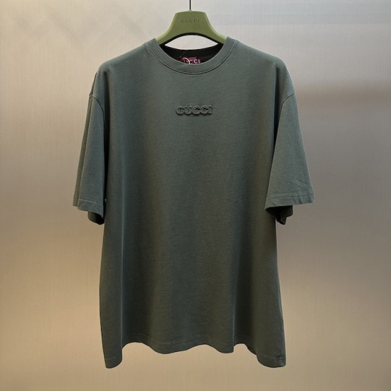 Gucci Embroidered cotton jersey T-shirt Forest Green