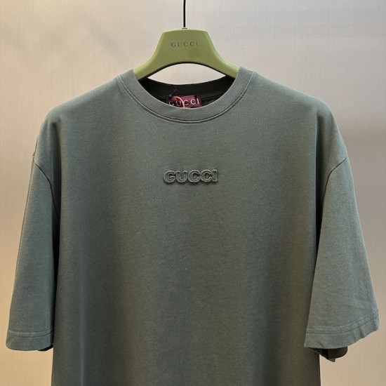 Gucci Embroidered cotton jersey T-shirt Forest Green