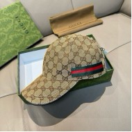 Gucci Original GG canvas baseball hat with Web Beige