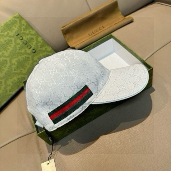 Gucci Original GG canvas baseball hat with Web White