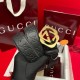 Gucci GG Interlocking Square Buckle Guccissima Leather Belt Black