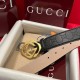 Gucci GG Interlocking Square Buckle Guccissima Leather Belt Black