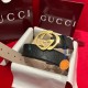 Gucci GG Interlocking Square Buckle Guccissima Leather Belt Black