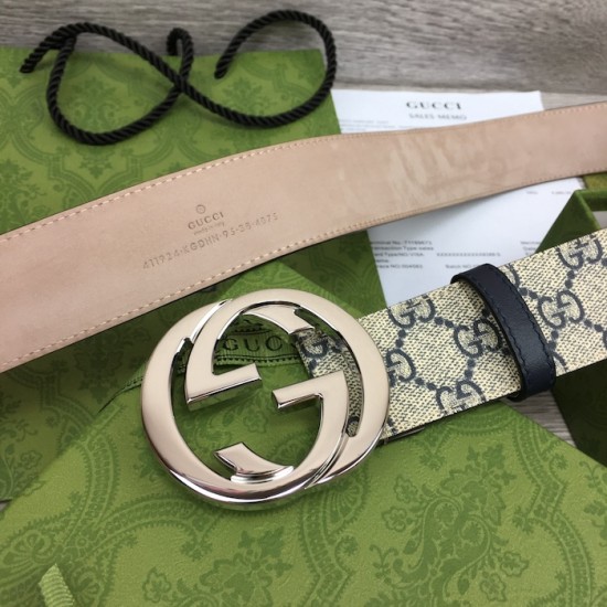 Gucci GG Supreme belt with G buckle Blue