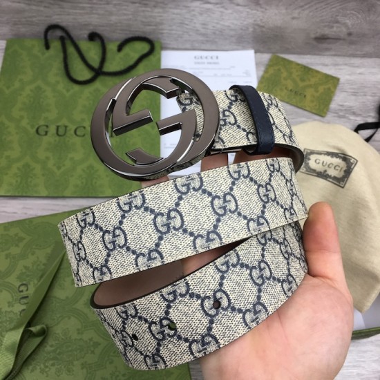 Gucci GG Supreme belt with G buckle Blue