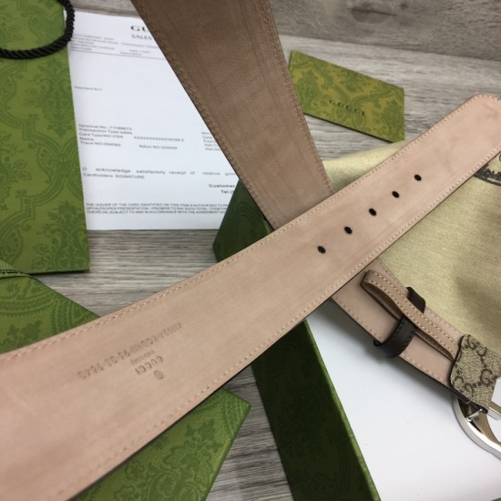 Gucci GG Supreme belt with G buckle Brown