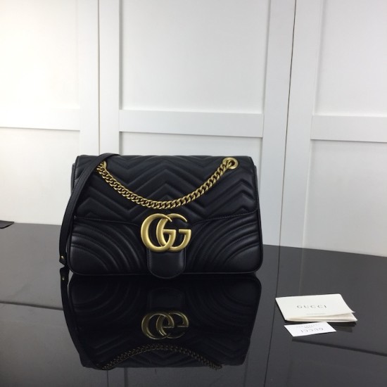 replica G*u*i gg marmont medium shoulder bag black ‎443496