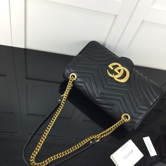 replica G*u*i gg marmont medium shoulder bag black ‎443496