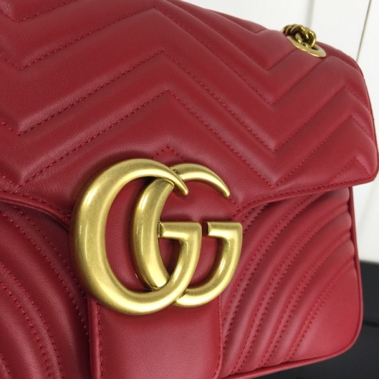 replica G*u*i gg marmont medium shoulder bag red ‎443496