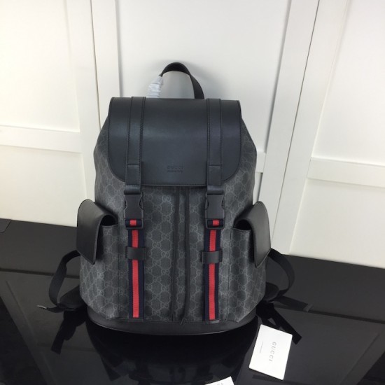 Replica Gucci GG Supreme canvas black backpack ‎495563