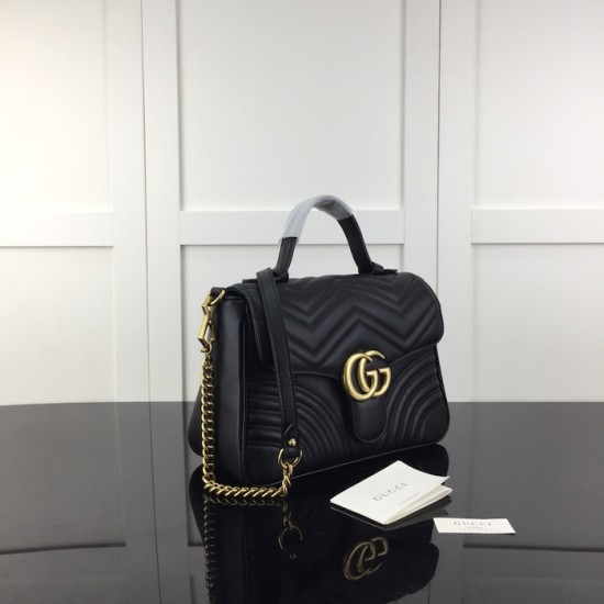 replica G*u*i gg marmont small top handle bag black ‎498110