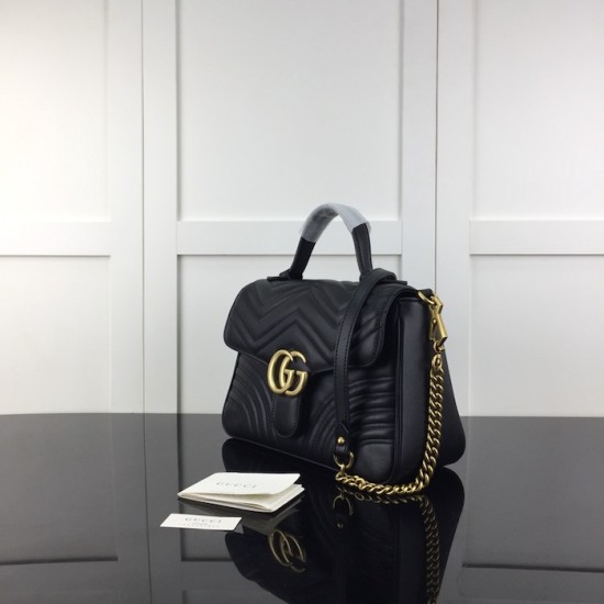 Replica Gucci GG Marmont small top handle bag black ‎498110