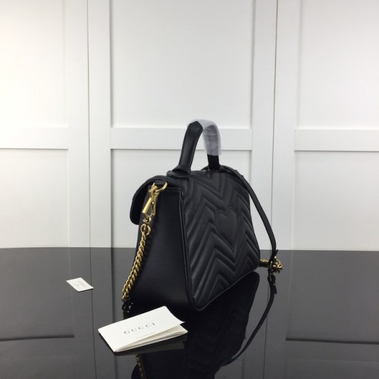 Replica Gucci GG Marmont small top handle bag black ‎498110