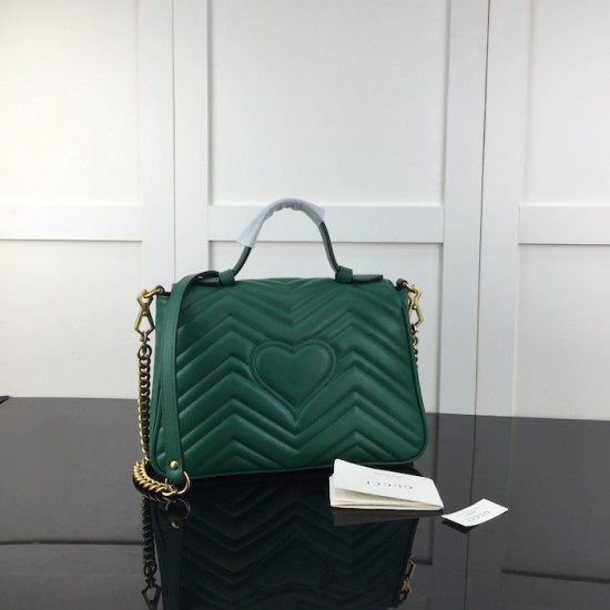 Replica Gucci GG Marmont small top handle bag green ‎498110