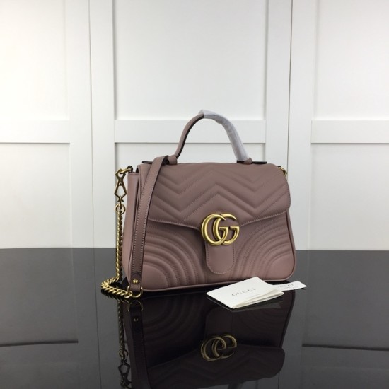 Replica Gucci GG Marmont small top handle bag nude ‎498110