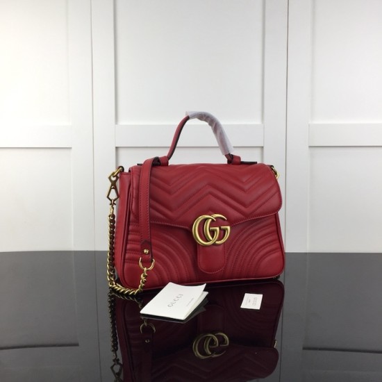 replica G*u*i gg marmont small top handle bag red ‎498110