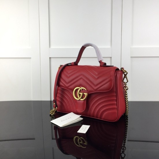 replica G*u*i gg marmont small top handle bag red ‎498110