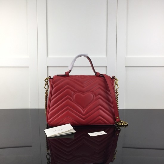 Replica Gucci GG Marmont small top handle bag red ‎498110