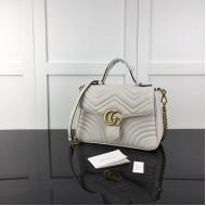 Replica Gucci GG Marmont small top handle bag white ‎498110