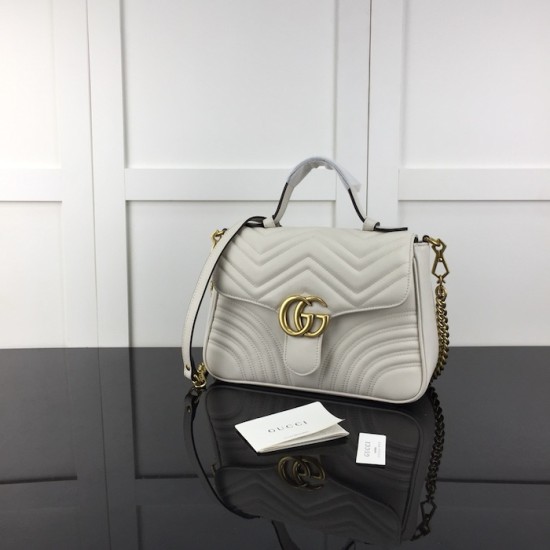 replica G*u*i gg marmont small top handle bag white ‎498110