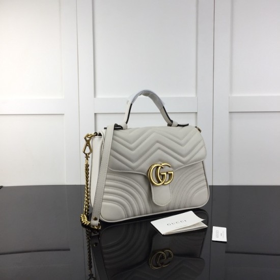 Replica Gucci GG Marmont small top handle bag white ‎498110