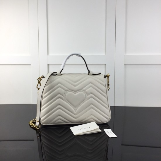 Replica Gucci GG Marmont small top handle bag white ‎498110