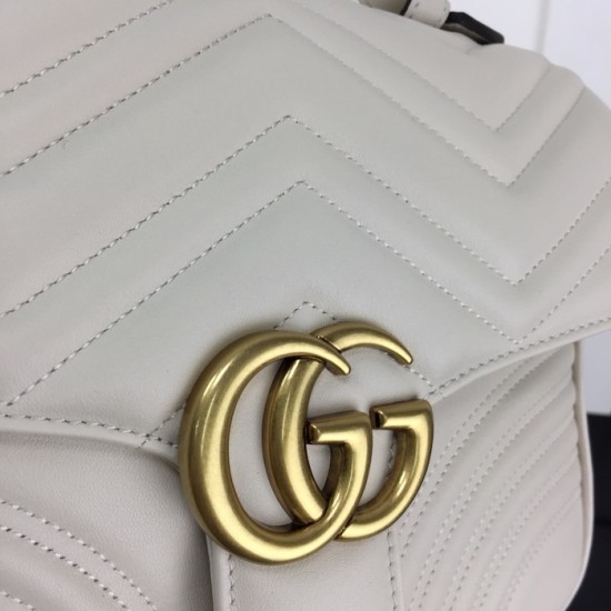 Replica Gucci GG Marmont small top handle bag white ‎498110