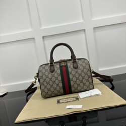 Replica Gucci Ophidia small top handle bag brown ‎772061