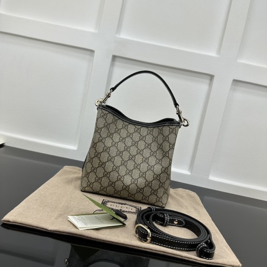 Replica Gucci GG Emblem mini bucket bag black ‎815118