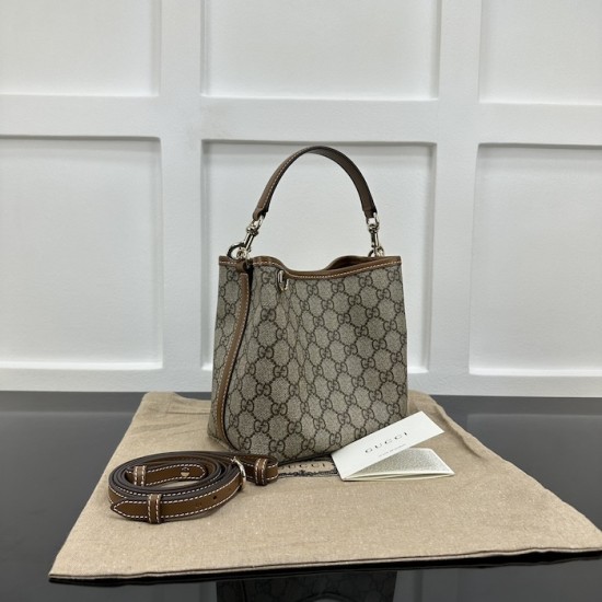 Replica Gucci GG Emblem mini bucket bag brown ‎815118