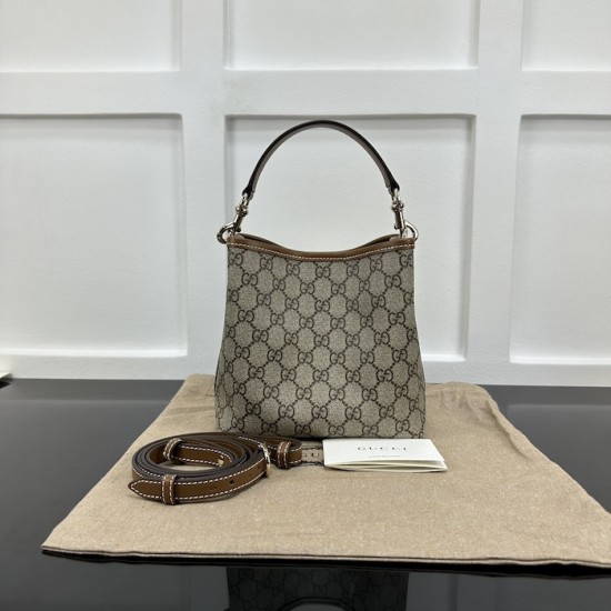 Replica Gucci GG Emblem mini bucket bag brown ‎815118