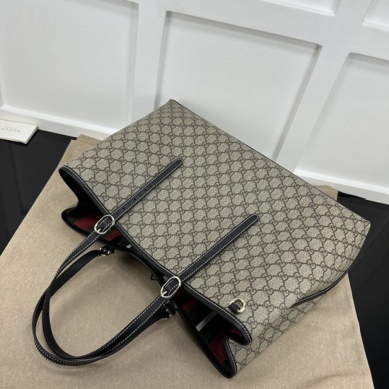 Replica Gucci GG Emblem large tote bag black ‎815212