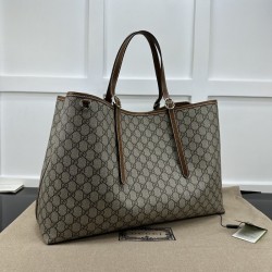 Replica Gucci GG Emblem large tote bag brown ‎815212