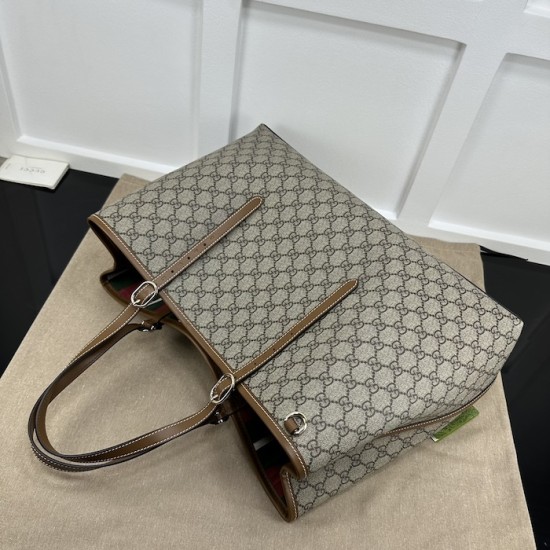 Replica Gucci GG Emblem large tote bag brown ‎815212