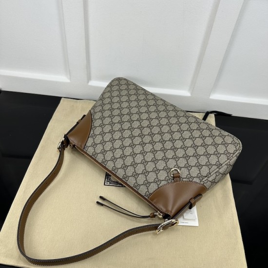 replica G*u*i gg emblem large shoulder bag brown ‎815217