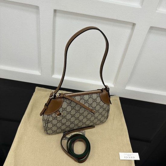 replica G*u*i gg emblem small shoulder bag brown ‎815218