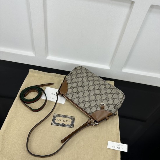 replica G*u*i gg emblem small shoulder bag brown ‎815218